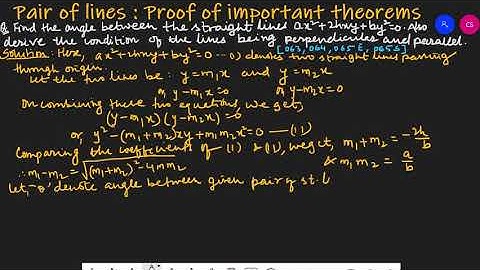 Pair of straight lines, formula derivation, simple concept technique