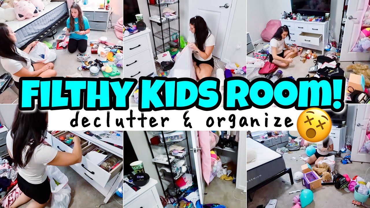 DISGUSTING KIDS BEDROOM MAKEOVER | EXTREME DECLUTTER + ORGANIZE | HUGE BEFORE & AFTER TRANSFORMATION