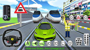 Crazy Ferrari Driver vs Bullet Train Railway Station In 3D Driving Class - Android IOS Gameplay