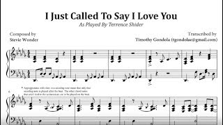 Terrance Shider| I Just Called To Say I Love You (Transcription) chords