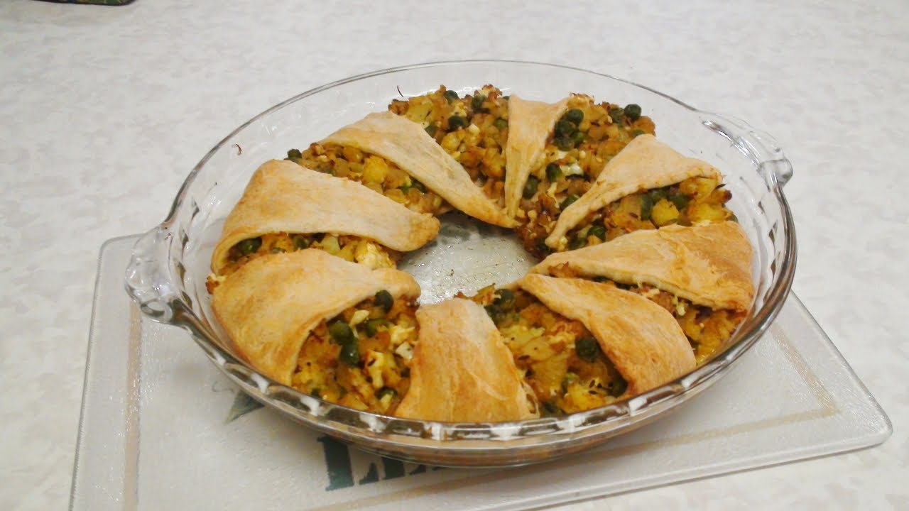 Curried Cauliflower & Peas Brunch Ring Pie video recipe - Indian Gourmet Recipe by Bhavna | Bhavna