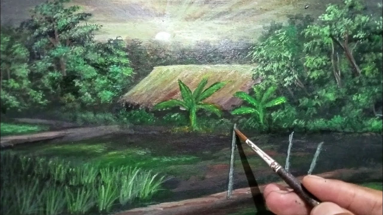 CARA MELUKIS PEMANDANGAN DI WAKTU SENJA 