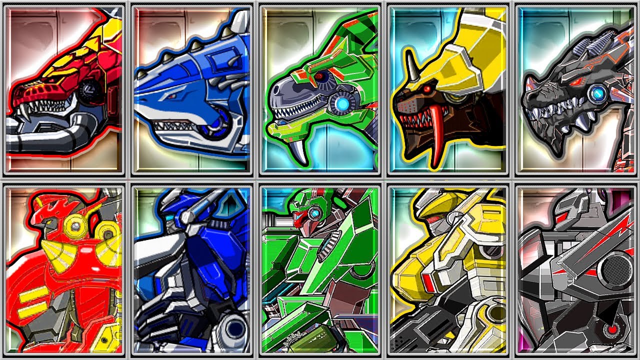 Dino Robot Corps Transformers - Fierce Fighter - Puncturing Dragon - Tormentor - Shark - I-Rex - P62