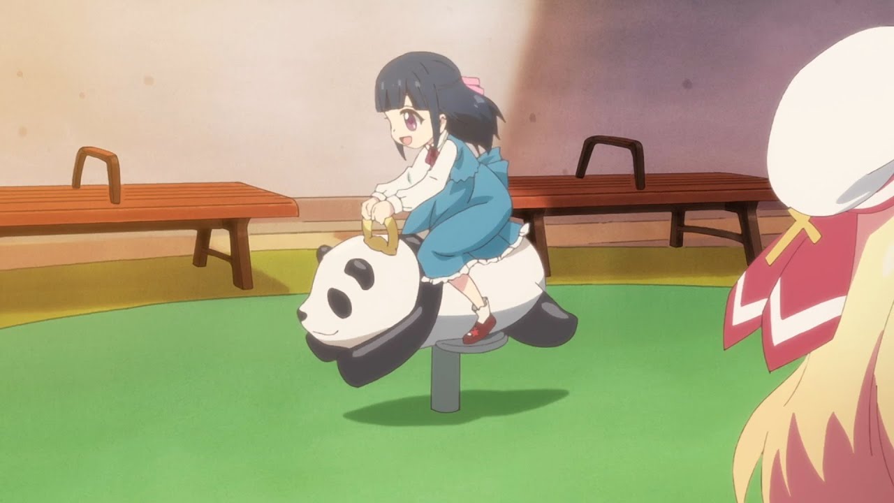 Girl rides on panda - YouTube