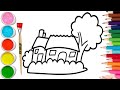Easy House Drawing for Kids 🏠 | Simple Scenery Drawing Step by Step | Beginner Drawing Tutorial