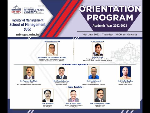 Live Orientation Program by MIT-WPU  School of Management for SY and TY management students.