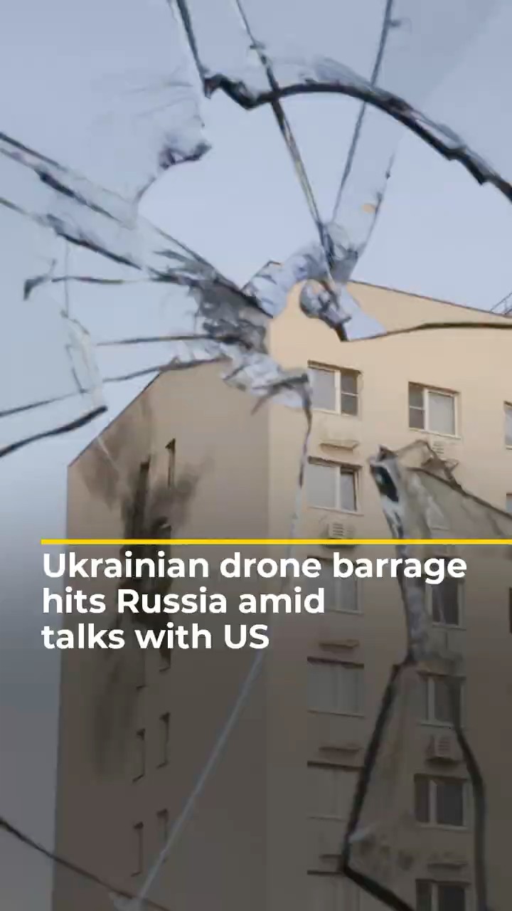 Ukrainian drone barrage hits Russia as peace talks begin | AJ #shorts
