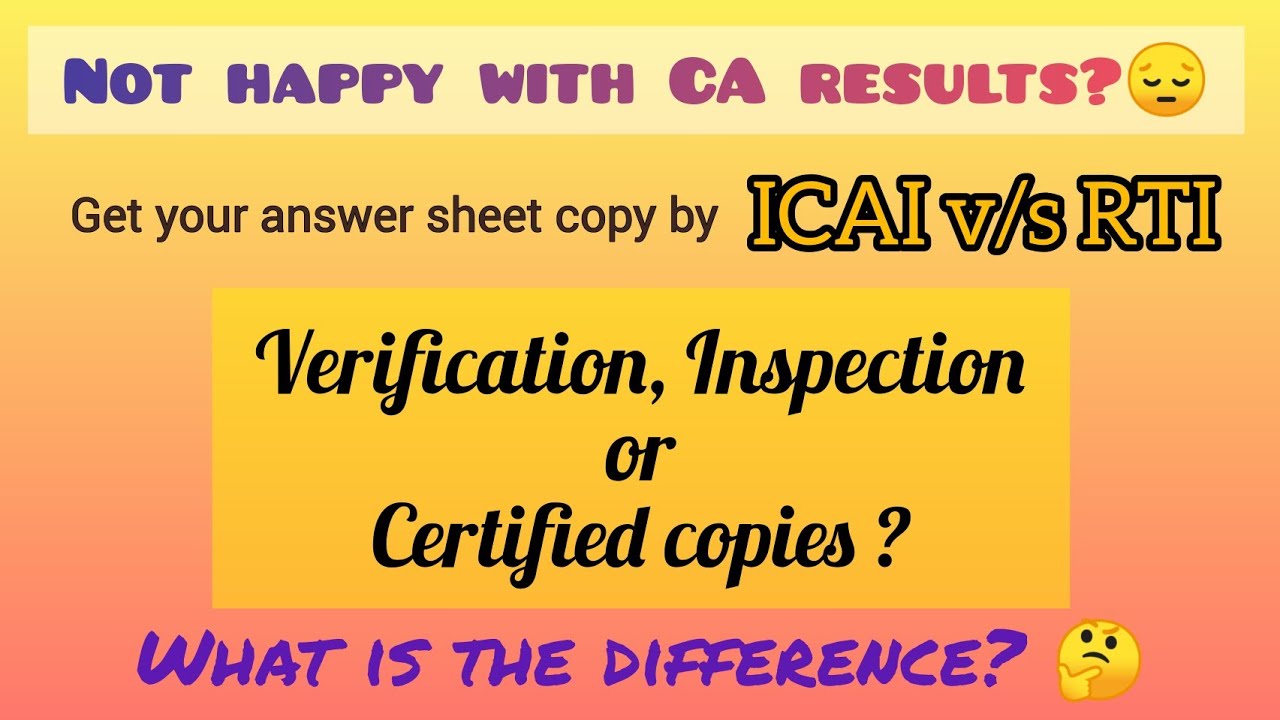 Verification/certified copies difference😯 (in ENGLISH) ICAI vs RTI