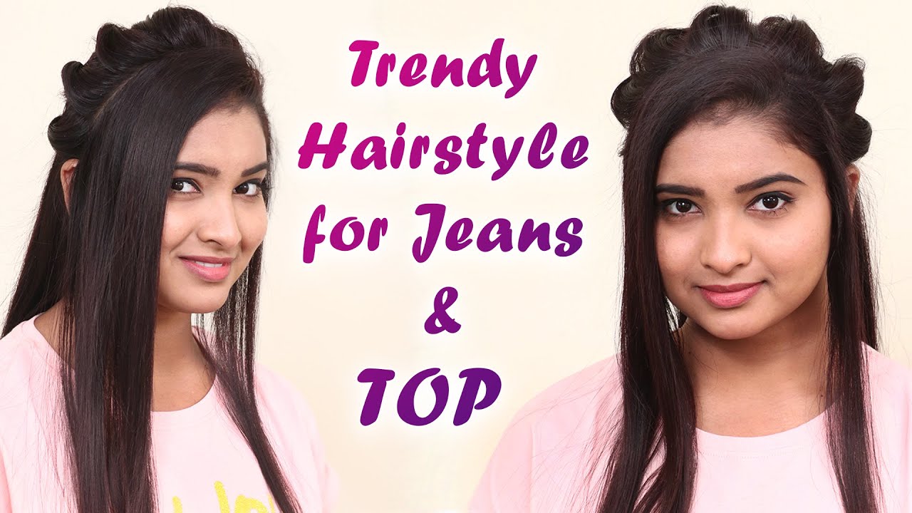 Trendy for Western Wear | Simple and Cute Hairstyle for Open Hair | Hairstyle  for Jeans & Top - YouTube