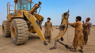 Incredible Repairing Process of Completely Broken CAT Loader Boom by Pakistani Mechanics