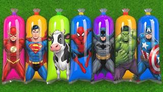 UNBOXING &amp; REVIEW Toy Super Heroes Captain Amerika, Batman, Superman, Cow, Spiderman, Hulk, Thanos!!