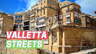 Valletta Streets: Victoria Gate and St Barbara's Bastions in Valletta Malta 4k