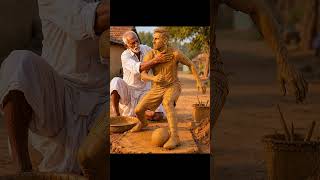 Poor Village Artist Turns Clay into a Football Star | Satisfying Sculpture Process #shorts