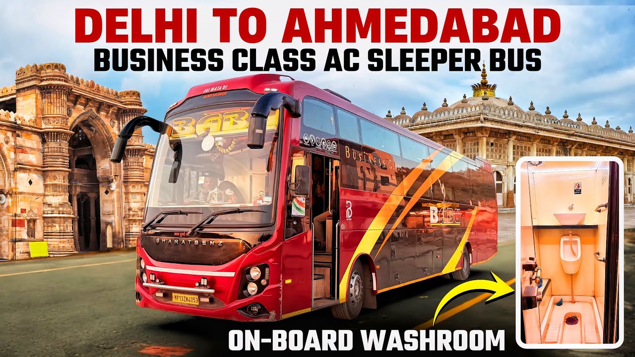 Delhi to Ahmedabad Luxury Bus Journey | On-Board Washroom | Babu Travels
