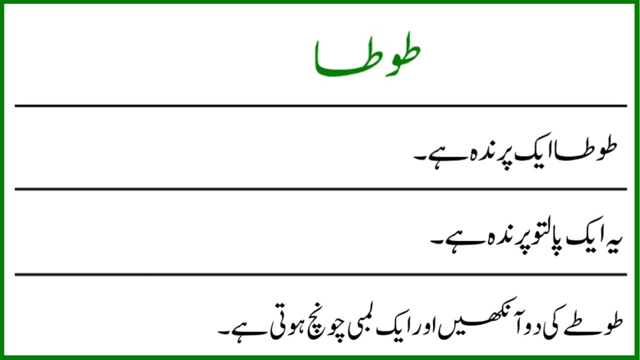 essay on parrot in urdu