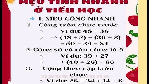 Mẹo tính nhanh toán ở tiểu học