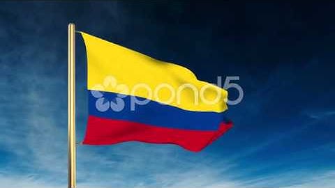 Colombia Flag Slider Style. Waving In The Win With Cloud Background Animation