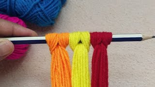 Super easy 3 Beautiful Woolen Yarn Flower making ideas with Pencil | Easy Sewing Hack