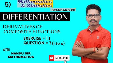 Differentiation | Ex.1.1 Q.3 | Derivatives of composite functions| 12th math|@NandusirMathematics
