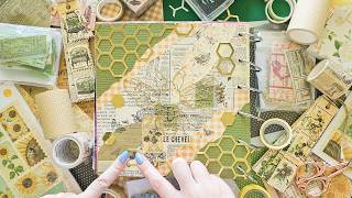 Full ASMR Scrapbook With Me #51 | Bee Theme | Relaxing Stationery Sounds | No Talking Update