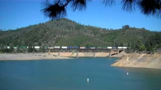 Southbound Stack Train over Lake Shasta along Lakeshore Drive, Lakehead, CA