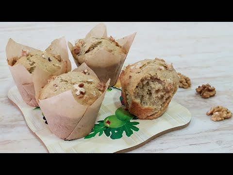 NEW IMPROVED HEALTH BANANA WALNUT MUFFIN LIKE STOR BOUGHT RECIPE with liner BY KITCHEN WITH FATIMA