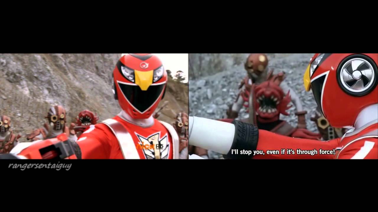 Power Samurai Clash of the Red Ranger Red vs Red Split Screen (PR and Sentai version) - YouTube