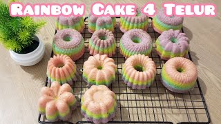 RESEP RAINBOWCAKE MINI KUKUS 4 TELUR | Bolunya Lembut Gak Seret