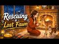 Cozy Snowstorm Cabin ❄️🦌 Warm Fireplace & Rescuing a Lost Fawn | Ghibli-Style ASMR