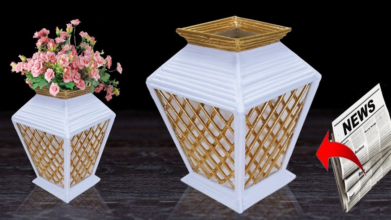 Newspaper flower vase || flower vase making || Best out of Waste ( Unique Idea)