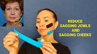 Kinesiology Taping to reduce sagging jowls and tighten sagging cheeks | Kinesio tape for face