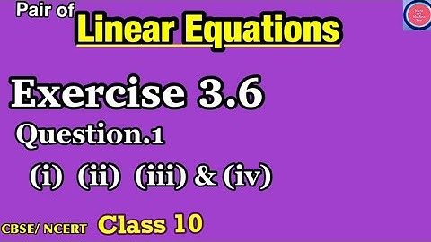 Pair of Linear Equations, Exercise 3.6, Question 1(i  ii   iii  iv)Chapter 3, Class 10 (CBSE).