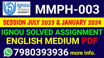 MMPH 3 Solved Assignment 2023-24 English, MMPH 3 Solved Assignment 23-24, MMPH-03 Assignment