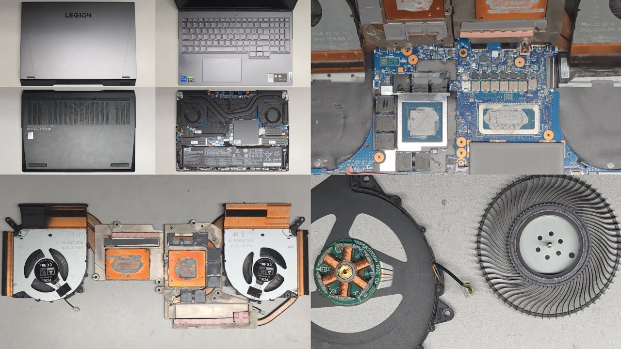Lenovo Legion 5 Pro 16IAH7H Disassembly RAM SSD Upgrade Battery Fan Thermal Paste Replacement Repair