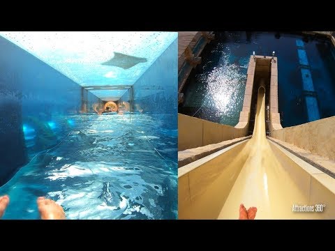 [4K] Shark & Freefall Body Water Slides - Atlantis Water Park, Dubai