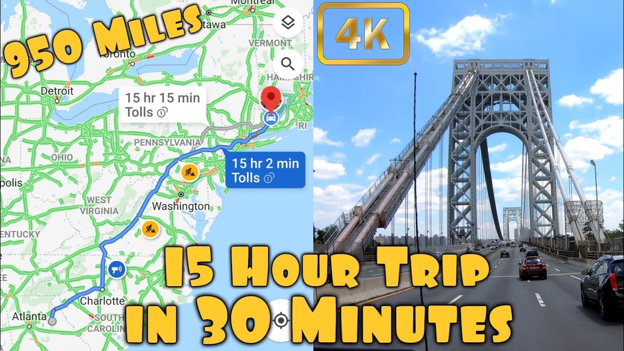 Time Lapse: Georgia to Connecticut (15 Hour Trip in 30 Minutes) | 4K Time Warp 30x Speed