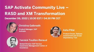 SAP Activate Community Live – RASD and XM Transformation | SAP Community Call