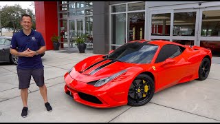 This ferrari is the end of an era! 458 speciale last naturally
aspirated mid-engine v8 cars. under engine cover a 4.5l that produ...