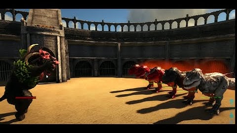 Dinopithecus King Alpha vs 5 & 10 Alpha T Rex  level 195 Ark Battles