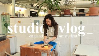 art school in england: wheel throwing, gallery, tufting, reading