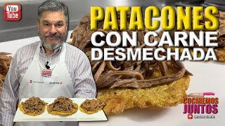 COMO HACER UNOS PATACONES CON CARNE DESMECHADA, DE UNA MANERA MUY RAPIDA, FACIL Y MUY DIVERTIDA