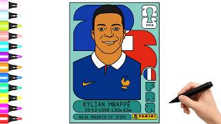 How to Draw a Panini Sticker | Kylian Mbappé France | FIFA World Cup 2026