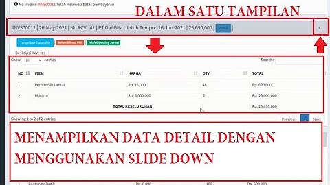 Menampilkan data detail dengan menggunakan slide down