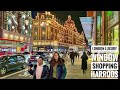 London Christmas Lights Windows Shopping Harrods & Harvey Nichols | London Walk 2021 [4K HDR]