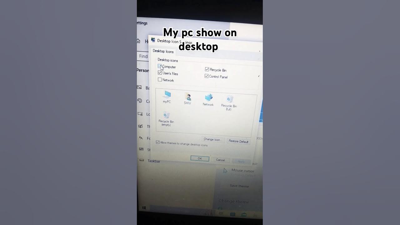 My pc show on desktop desktop mypc mycomputer shortcut key youtube