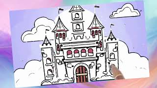 How to Doodle disney castle | cute cartoon doodle drawing for kids easy