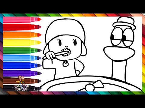 Desenhar e Colorir Pocoyó Feliz VS Pocoyó Triste 👶😃👶☹️🌈 Desenhos para  Crianças 