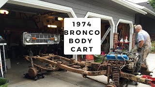 Homemade Early Bronco Adjustable Body Cart.  Make your own body cart out of lumber for any vehicle.