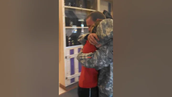 Soldier surprises his younger sister.