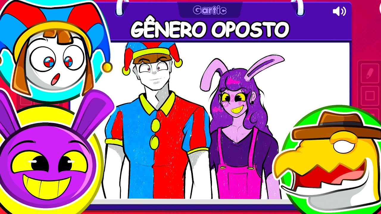 Desenhando o CIRCO DIGITAL com GÊNEROS OPOSTOS no Gartic Phone